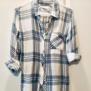 Rails Hunter Plaid Flannel in White/Indigo Melange